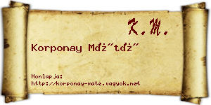 Korponay Máté névjegykártya
